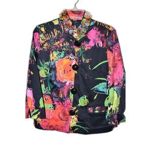 Berek Womens Sz S Colorful Cropped Jacket Retro 70s 80s Art-to-Wear